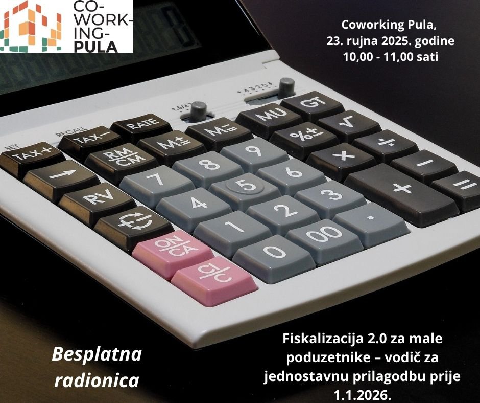 Poziv na predavanje na temu "Fiskalizacija 2.0 za male poduzetnike – vodič za jednostavnu prilagodbu prije 1.1.2026."