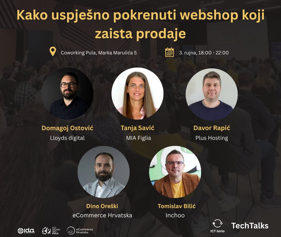 TECHTALKS U COWORKINGU PULA NA TEMU „KAKO USPJEŠNO POKRENUTI WEBSHOP KOJI ZAISTA PRODAJE“
