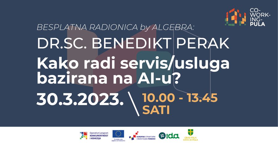 Poziv na besplatnu radionicu "Kako radi servis/usluga bazirana na AI-u?" u sklopu projekta Coworking Pula