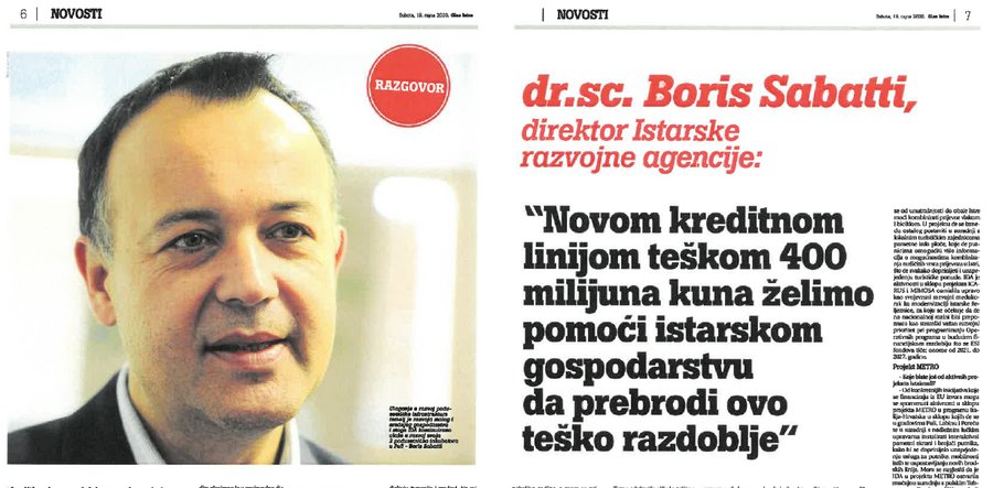 NOVOM KREDITNOM LINIJOM TEŠKOM 400 MILIJUNA KUNA ŽELIMO POMOĆI ISTARSKOM GOSPODARSTVU DA PREBRODI OVO TEŠKO RAZDOBLJE