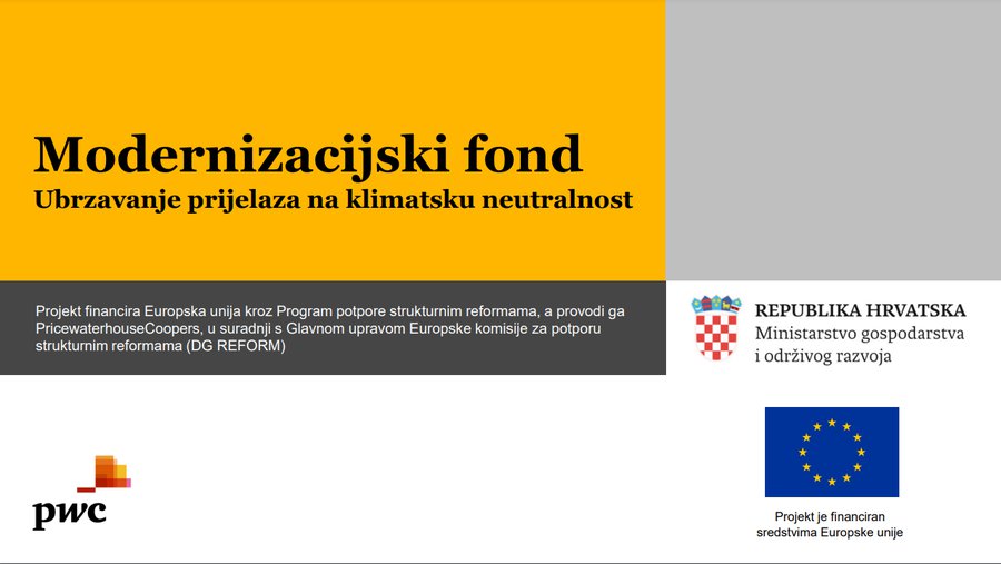 Otvoren poziv za iskazivanje interesa za dostavu neobvezujućeg pregleda ulaganja iz sredstava Modernizacijskog fonda